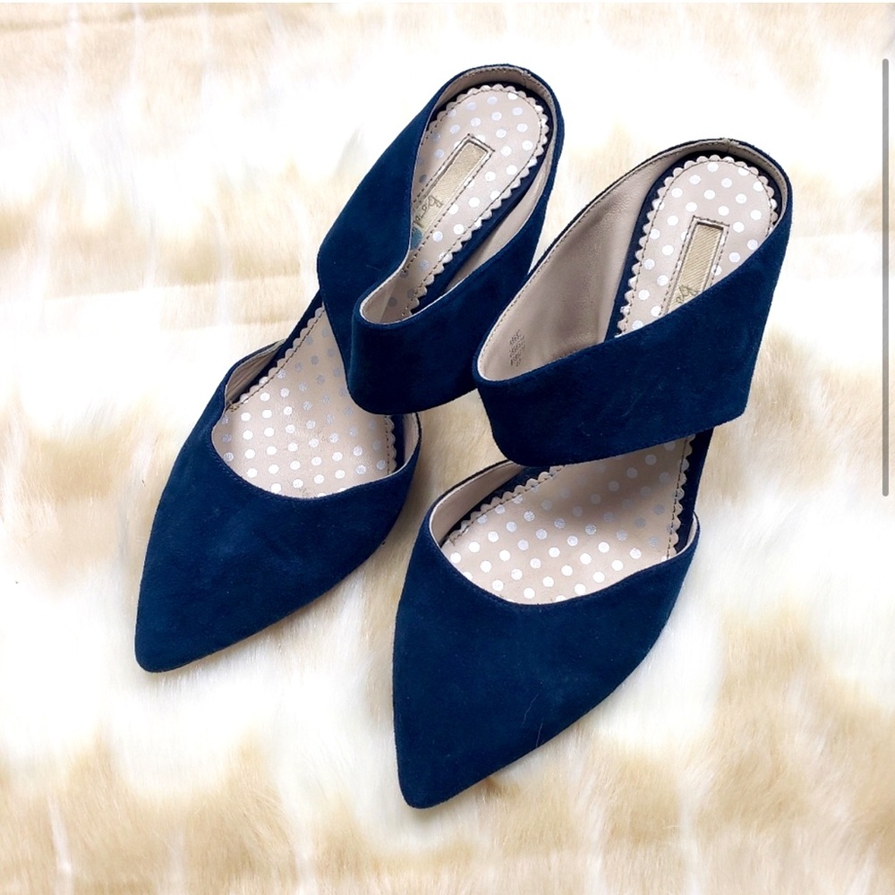 Boden Navy Thelma Suede Mules sz 40 EUC